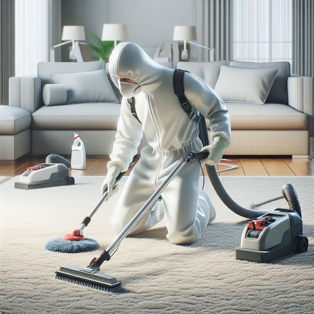 Realistic stock image of professional carpet cleaning.