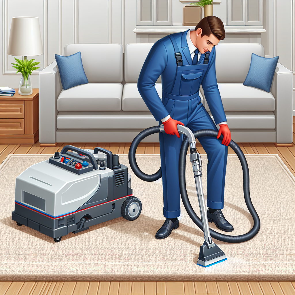 Realistic stock image of professional carpet cleaning.